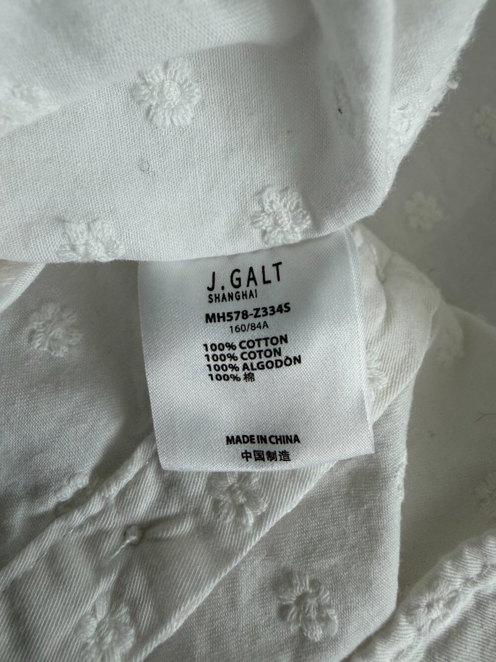 J.galt Babydoll embroidered floral white top small‎ - Picture 6 of 6